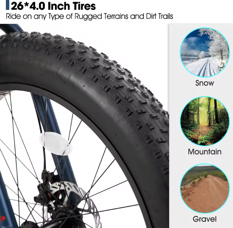 Pedal4you 20-Inch Fat Tire Mountain Bike – 7-Speed with Dual Disc Brakes