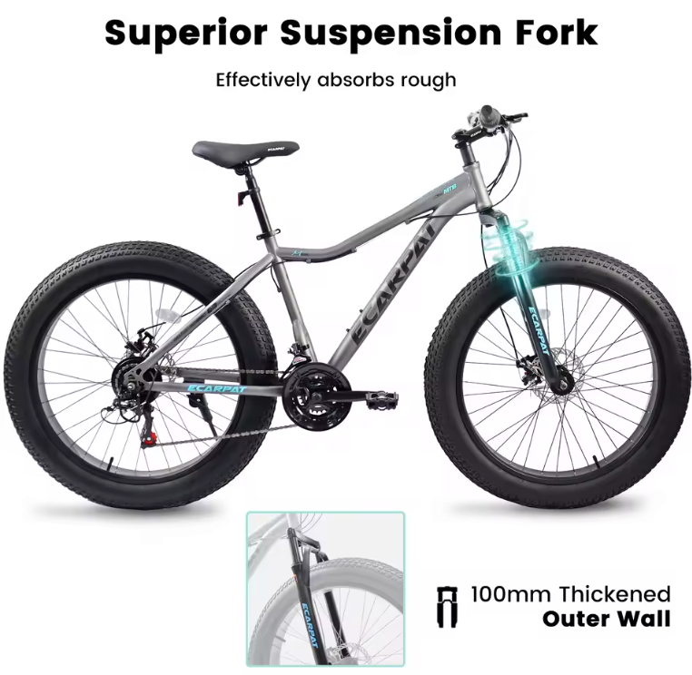 Pedal4you 26-Inch Fat Tire Mountain Bike – 21-Speed with Disc Brakes