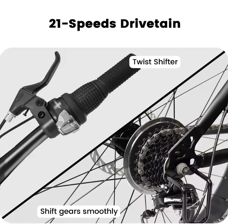 Pedal4you 26-Inch Fat Tire Mountain Bike – 21-Speed with Disc Brakes